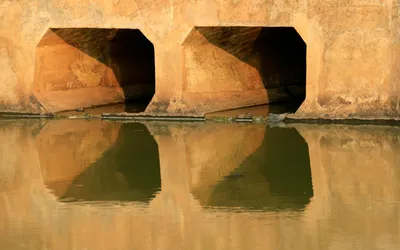 Aerial view of a waterway and drainage channel, typical drone documentation